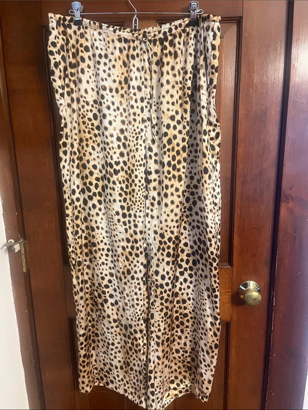 Zara Cheetah-Print Wide-Leg Pants in Tan and Black